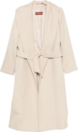 Max Mara Cappotto in lana vergine - Dames - Jas met riem - Beige - S - Wol - Jassen