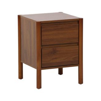 Sweeek Mesita de noche con 2 cajones, decoraci&oacute;n de madera, nogal