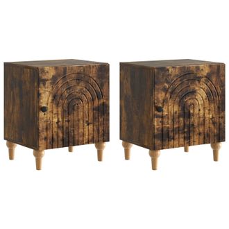 vidaXL Armario De Noche 2 Pcs Roble Ahumado 43 X 34,5 X 50 Cm Vidaxl