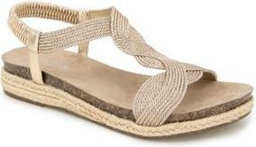 Kenneth Cole Reaction Harmony Espadrille Platform Sandal in Soft Gold Fabric at Nordstrom Rack, Size 5.5