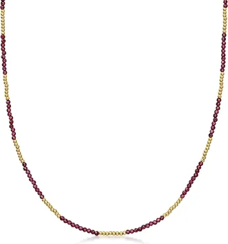 Ross-Simons 11.00- Garnet and 2mm 10kt Yellow Gold Bead Necklace