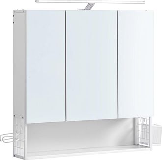Vasagle Armario de ba&ntilde;o con espejo y luz led de color blanco y gris