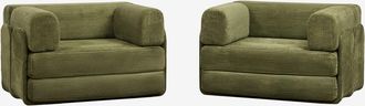 Sklum Pack De 2 Sillones Cama En Pana Envasados Al Vac&iacute;o Kyoto Sklum