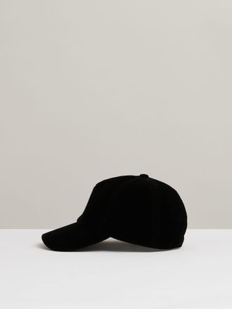 Reiss Black Velvet Baseball Cap