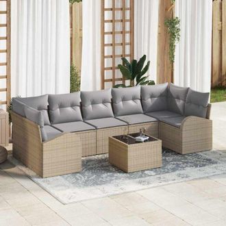 vidaXL Conjunto De Sof&aacute; De Jard&iacute;n 8 Pcs Beige 55 X 55 X 37 Cm Vidaxl