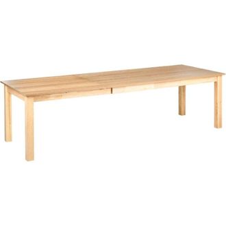 Beliani Mesa De Comedor Extensible Rectangular Tablero Chapado Acabado Natural Patas Madera Maciza 180/280 X 100 Cm Chapa Madera Fresno Claro Madura