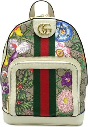 Gucci Pre-owned Backpacks, female, Beige, Size: ONE SIZE Pre-owned Fabric gucci-bags