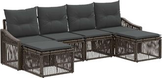 vidaXL Conjunto De Sof&aacute;s De Jard&iacute;n 6 Uds. Gris Rat&aacute;n Sint&eacute;tico Vidaxl