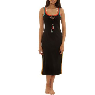Lucky Brand Avila Rib Cover-Up Midi Dress in Black at Nordstrom, Size Medium