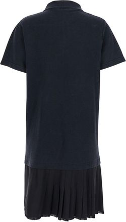 Balenciaga Womens Black Layered Dress With Polo Collar Cotton