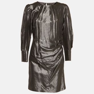 Maje Metallic Lam&eacute; Striped Short Dress