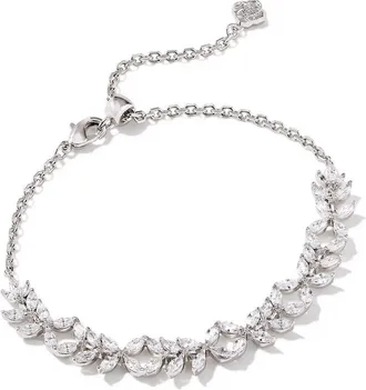 Kendra Scott Womens Rosalie Tennis Bracelet In Silver White Crystal