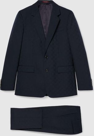 Gucci GG Wool Jacquard Suit, Size 42 it, Blue, Ready-to-wear