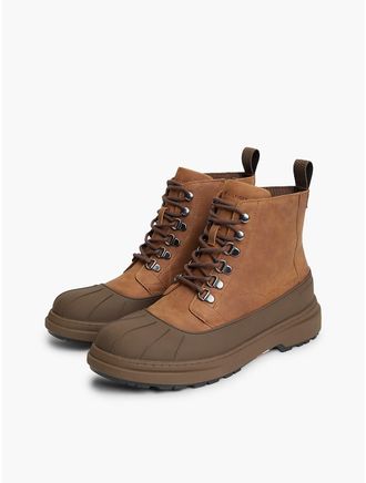 Tommy Hilfiger Mens Waterproof Leather Duck Boot - Winter Cognac - US 11.5 / EU 45