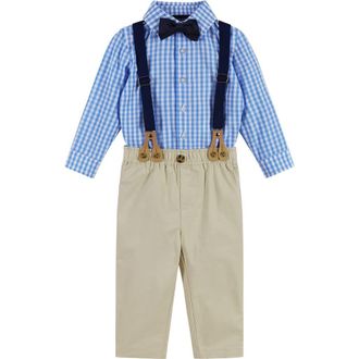 Andy & Evan Button-Up Shirt, Suspenders, Pants & Bow Tie Set in Light Blue at Nordstrom, Size 18-24M
