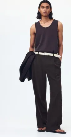 H&M Loose-fit Tailored Pants in Dark Brown at Nordstrom, Size 32