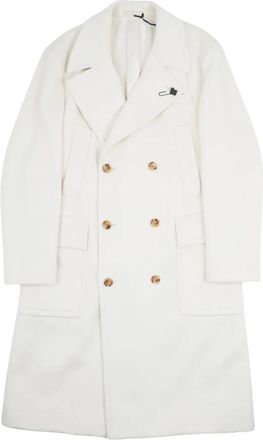 Lardini Double-Breasted Coats, male, White, Size: L Double-Breasted Coats