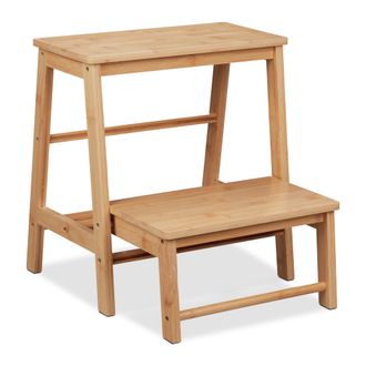 Relaxdays Relaxdays - Taburete Plegable, 2 Escalones, Hasta 100 Kg, Ni&ntilde;os, Hogar, 48 X 45 X 51 Cm, Banqueta Bamb&uacute;, Natural