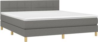 vidaXL Vidaxl - Cama Box Spring Con Colch&oacute;n Y Led Tela Gris Oscuro 180x200 Cm