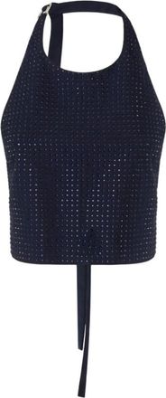 Pinko Blue Embellished Halter Neck Top
