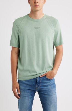 BOSS Porsche Spirit 70 Logo Short Sleeve Sweater in Light Green at Nordstrom, Size Xx-Large
