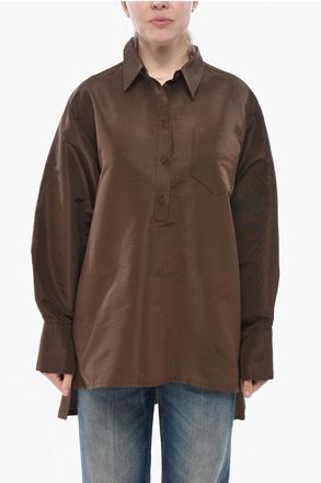 Super Blond Oversized Silk Organza Shirt with Pocket size 38