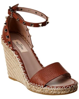 Valentino Rockstud 100 Leather Wedge Sandal