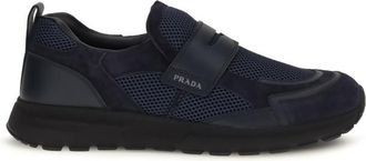 Prada Blue Textured Sport Loafers