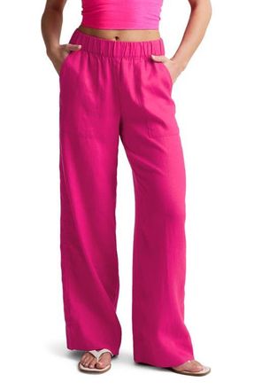 Beyond Yoga Softwash Wide Leg Linen Pants in Pink Glow at Nordstrom, Size X-Large