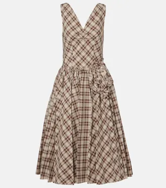 Prada Checked cotton poplin midi dress