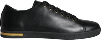 Dolce & Gabbana Zwart Goud Leren Sneaker Laag-Top - Dames - Sneakers - Zwart - 36 1/2 EU - Leer - Schoenen