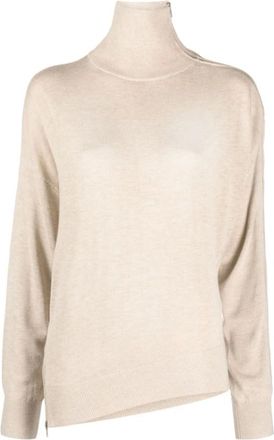 Isabel Marant Asymmetric-hem Roll-neck Jumper - female - Isabel Marant - Turtlenecks - Beige - M - Knitwear
