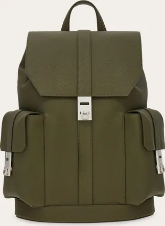 Ferragamo Men Utility backpack with Hug buckles Green