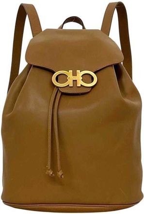 Ferragamo Brown Camel Leather Backpack (Pre-Owned)