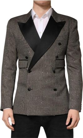 Dolce & Gabbana 2 Button Suit Blazer - Heren - Blazers - Grijs - XL - Leer - Jassen
