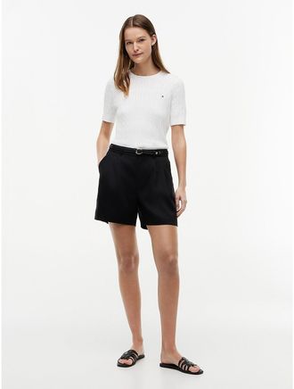 Tommy Hilfiger Womens Lightweight Pleated 5 Short - Black - XXL