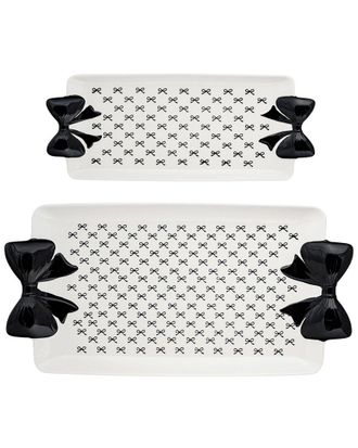10 Strawberry Street Set Of 2 Black Bow Serving Trays
