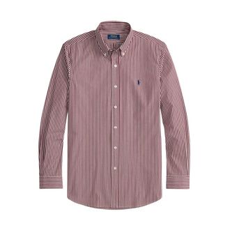 Polo Ralph Lauren Poplin Stretch Gestreepte Overhemd - Heren - Casual Overhemden - Bruin - L - Katoen - Overhemden