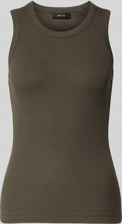 OPUS Slim Fit Top mit Rundhalsausschnitt Modell Lesso in Khaki, Gr&ouml;&szlig;e 36
