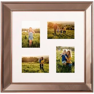 Beliani Cornice portafoto multipla vetro ramato plastica 52 x 52 cm 4 immagini collage foto Dabola