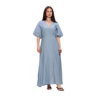 Selected Slfmaddie SS Closed Back Midi Dress - Dames - Jurken - Blauw - Maat: S Leer