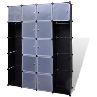vidaXL Vidaxl - Armario Modular 14 Compartimentos Negro Y Blanco 37x146x180,5cm