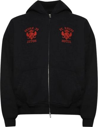 Rhude Zip-through Hoodie - Heren - Vesten met rits - Zwart - 2XL - Katoen - Hoodies & sweatvesten