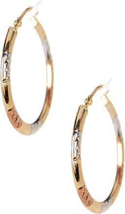 Karat Rush 14K Tricolor Gold Shiny 22mm Diamond-Cut Fancy Hoop Earrings in Multi at Nordstrom Rack
