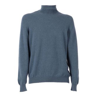 Fedeli Cashmere Knitwear, male, Blue, Size: XL Turtleneck Sweater