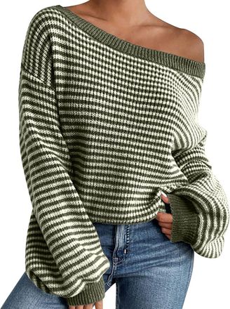 Generic Ladies T Shirts Basic Tee Summer Tops Loose Tunnic Women Off Shoulder Sweater Long Sleeve Knit Sweater Loose Pullover Jumper Tops Ladies Shirts and Bl