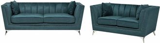 Beliani Beliani - Set divani 5 posti in velluto blu/verde Gaula