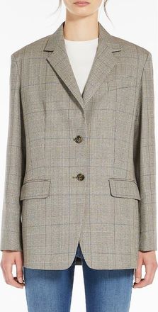 Max Mara Burgos Plaid Wool Blazer in Biscuit at Nordstrom, Size 12