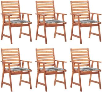 vidaXL Vidaxl - Sillas Comedor De Jard&iacute;n Y Cojines 6 Uds Madera Maciza Acacia
