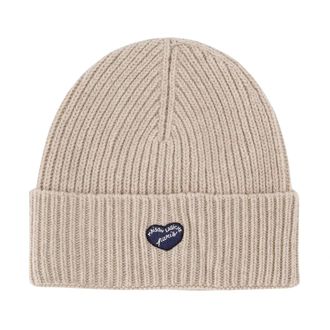 Maison Labiche Vincennes Mini Patch Coeur Beanie - Heren - Accessoires - Beige - Maat: ONE Size Wol